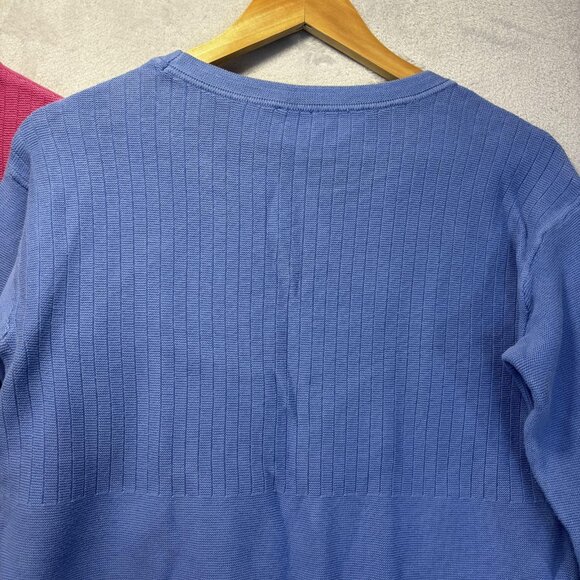Lot of 2 Talbots Knit Sweater Womens Medium Blue Pink Button Hem Top Long Sleeve - Picture 15 of 16